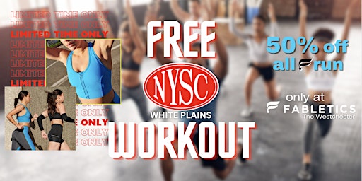 Primaire afbeelding van FREE NYSC Class at Fabletics PLUS 50% OFF RUN