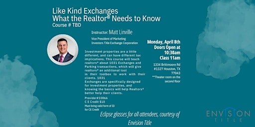 1031 Exchange Realtor CE Class primary image