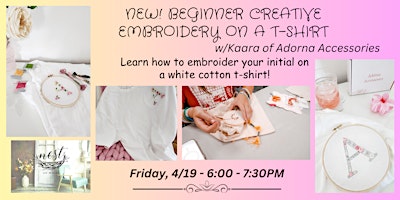 Beginner Creative Embroidery on a T-Shirt Workshop w/Adorna Accessories