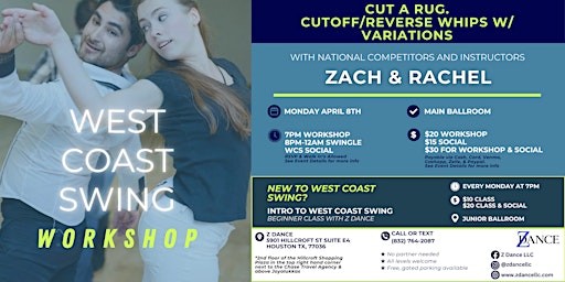 Imagem principal de Zach & Rachel Intermediate West Coast Swing Workshop