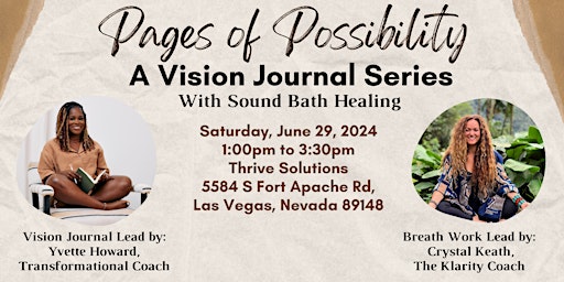 Imagem principal do evento Pages of Possibility Vision Journal Series with Breath Work Healing
