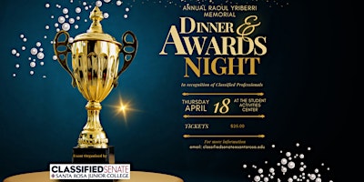 Primaire afbeelding van Classified Professionals Recognition Awards Dinner & Silent Auction
