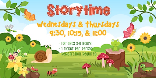 Primaire afbeelding van Storytime-Wednesday April 24th and Thursday April 25th