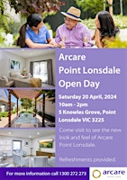 Imagen principal de Arcare Aged Care Point Lonsdale Open Day | Free Tour | Occupancy