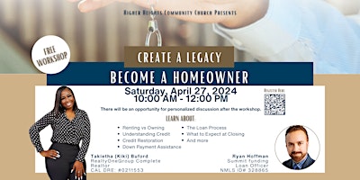 Imagem principal do evento Create A Legacy! Become A Homeowner!