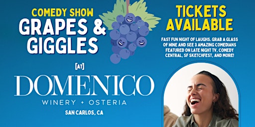 Primaire afbeelding van Grapes and Giggles  May Comedy Show | Bay Area | Peninsula