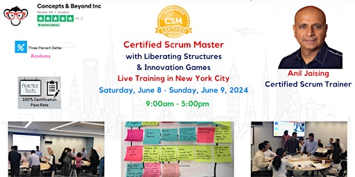 Image principale de Certified ScrumMaster (CSM) - In-Person Training