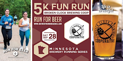Primaire afbeelding van 5k Beer Run x Broken Clock Brewing Coop | 2024 MN Brewery Running Series