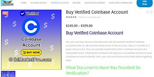 Primaire afbeelding van 100% Real Verified Accounts - Buy Verified Coinbase Account Accounts