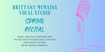 Primaire afbeelding van Brittany McMains Vocal Studio, 4:00 Show