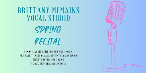 Primaire afbeelding van Brittany McMains Vocal Studio, 4:00 Show