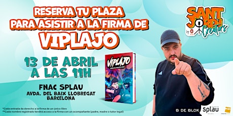 Imagen principal de Firma del libro de Viplajo en SANT JORDI CREATORS