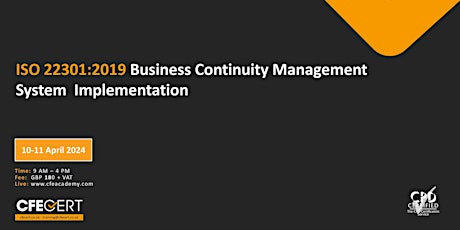 ISO 22301:2019 Business Continuity Management System  Implementation -₤180