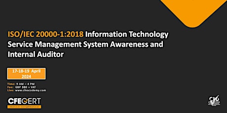 ISO/IEC 20000-1:2018 ITSMS Awareness and Internal Auditor-₤330