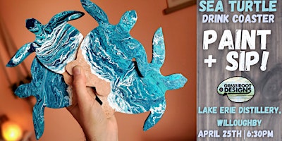 Primaire afbeelding van Sea Turtle Drink Coasters Paint + Sip | Lake Erie Distillery