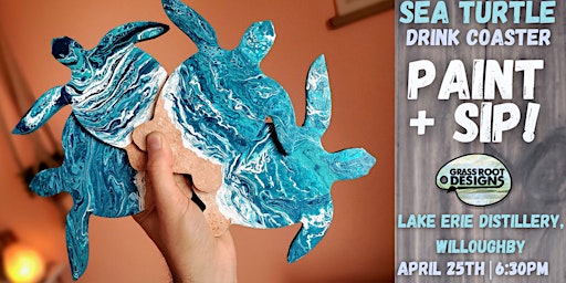 Primaire afbeelding van Sea Turtle Drink Coasters Paint + Sip | Lake Erie Distillery