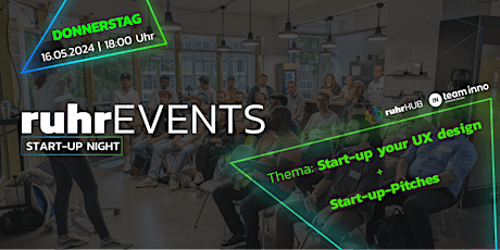 Imagem principal do evento ruhrSTARTUPNIGHT | Start-up your UX design