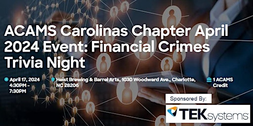 Immagine principale di ACAMS Carolinas Chapter: Financial Crimes Trivia Night 