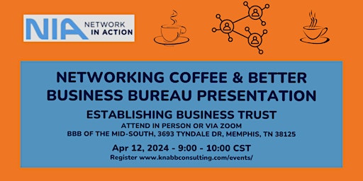 Immagine principale di Networking Coffee and Presentation: Establishing Business Trust - Apr 12 