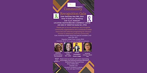 Immagine principale di Virtuous Women in Sisterhood Morning workshop / Community Recognition Gala 