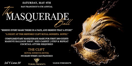 6th Annual Masquerade Ball at The Historic Clift Hotel-MASSIVE BALLOON DROP