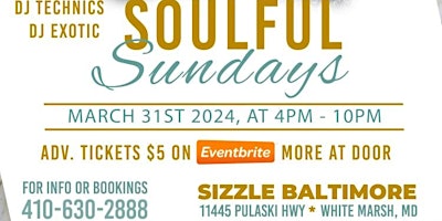 Primaire afbeelding van Sizzle’s Soulful Sundays Day Party  Adv. Tix: $5