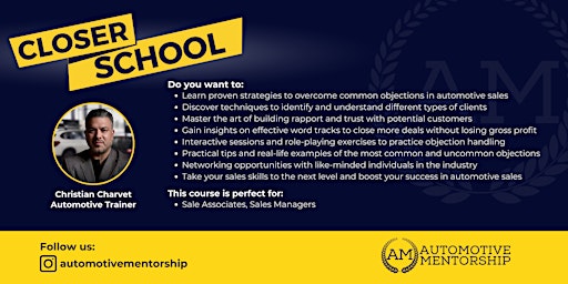 Primaire afbeelding van Automotive Mentorship's Closer School