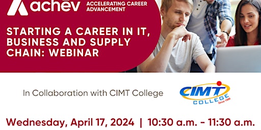 Imagen principal de Starting a Career in IT, Business and Supply Chain: Webinar