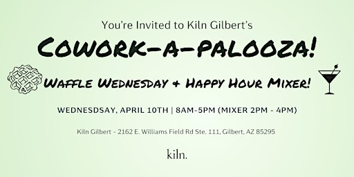 Imagem principal do evento Free Community Co-working Day + Happy Hour at Kiln Gilbert!