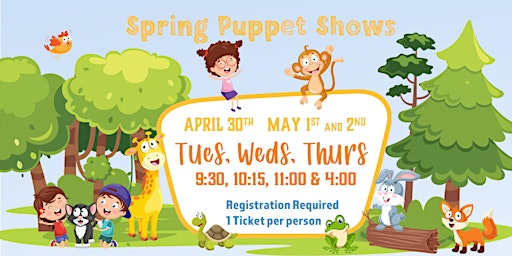 Primaire afbeelding van Spring Puppet Shows-April 30th, May 1st and 2nd