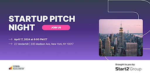 Hauptbild für Startup Pitch Night in New York