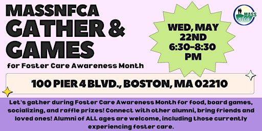 Primaire afbeelding van MassNFCA Gather and Games for Foster Care Awareness Month!