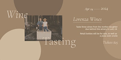 Wine Tasting at the Bay with Lorenza Wine! primary image