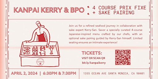 Kanpai Kerry & BPO: 4 Course Prix Fixe +  Guided Sake Pairing primary image