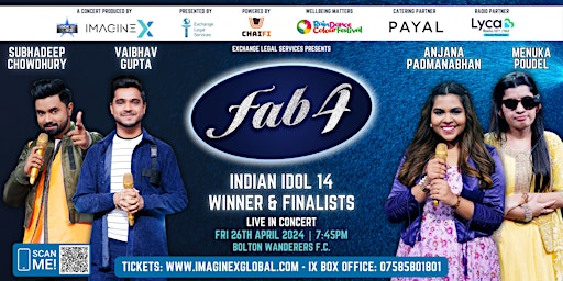 Hauptbild für FAB 4 LIVE IN CONCERT INDIAN IDOL 14 WINNER & FINALISTS | IMAGINE X GLOBAL