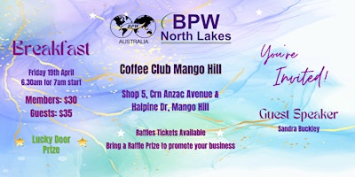 Imagem principal de BPW North Lakes April Breakfast Event