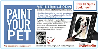 PAINT YOUR PET - at Krave After Dark, 11 April 2024, 8pm to 10pm primary image