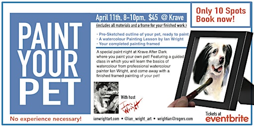 PAINT YOUR PET - at Krave After Dark, 11 April 2024, 8pm to 10pm primary image