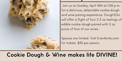 Imagem principal do evento Dough2Go and Troutman Vineyards presents a Cookie Dough & Wine Pairing