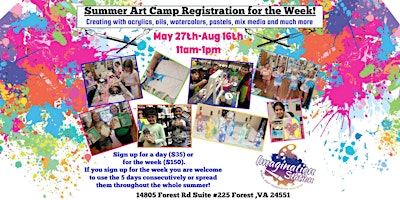 Imagem principal de Summer Art Camp 5 Days @ Imagination Station Studio