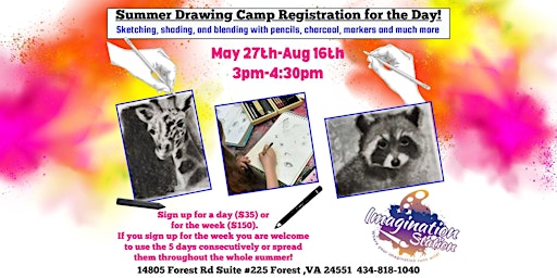 Imagem principal do evento Summer Drawing Camp for the Day @ Imagination Station Studio