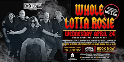 Imagem principal do evento Whole Lotta Rosie Live at Merchant Lane, Mornington ANZAC Day Eve!