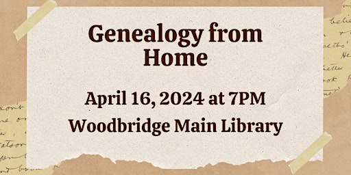 Imagem principal do evento Genealogy from Home