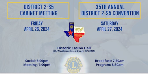 District 2-S5 Cabinet Meeting & Convention primary image
