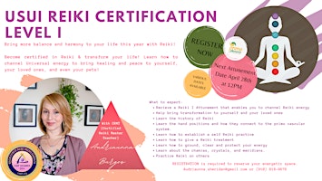 Primaire afbeelding van April 28th Reiki Level I Training (Usui Method)