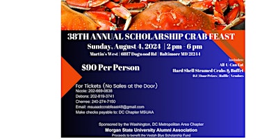 Immagine principale di MSUAA-DC Metro Area Chapter- 38th Annual Scholarship Crab Feast 