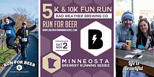 Imagem principal do evento 5k and 10k Beer Run x Bad Weather Brewing Co | 2024 MN Brewery Run