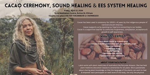 Hauptbild für Cacao Ceremony, Sound healing and Energy Enhancement System Healing