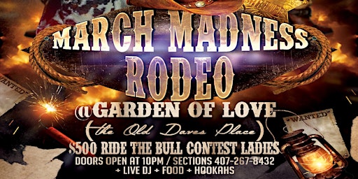 Imagem principal do evento March Madness Rodeo Orlando “$500 Bull Ride Contest”