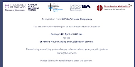 St Peter's House Closing and Celebration Service